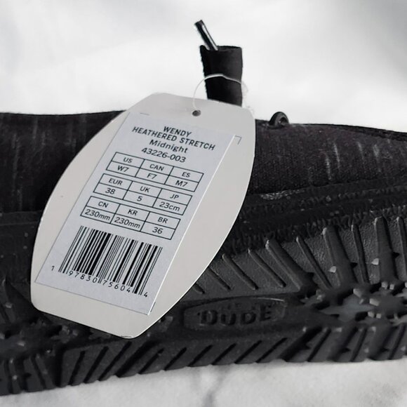 Hey Dude Wendy Heathered Stretch Casual Shoe Size 7 NWT Black - Picture 4 of 5
